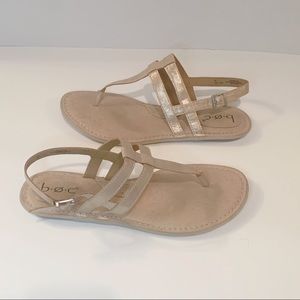 SOLD b.o.c. Gold Ankle Strap Thong Sandals Size 9M